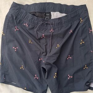 RVCA Men's dust blue Swim Shorts with Pink and Orange Accents